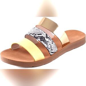 (74-2136)   Depdream Flat Slide Sandals for Women Sz 38 (7.5)